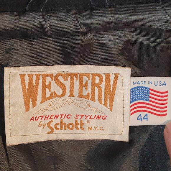Authentic SCHOTT WESTERN SUEDE FRINGE JACKET Made in USA Black Men's Size 44 - Picture 12 of 12